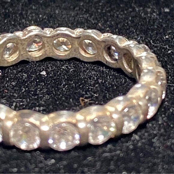 Ring CZ Cubic Zirconia Size 6 Faceted Vintage Jewelry Sterling Silver Stamped 92 - Picture 6 of 10